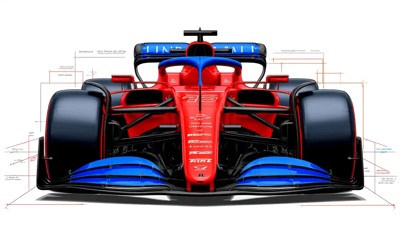 Airflow sketch over Mostbet-branded Formula 1 car
