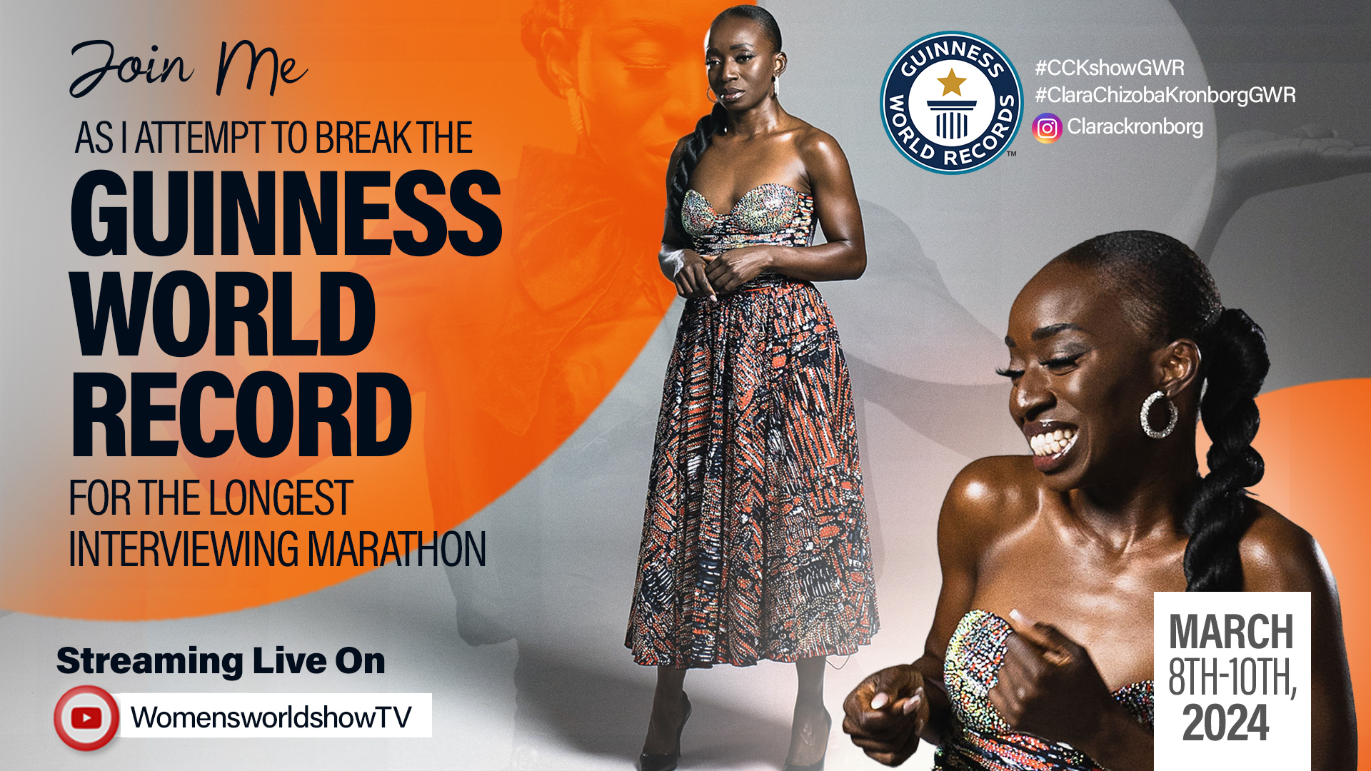 Clara Chizoba Kronborg succeeded in her attempt to break Guinness World Record for the  Longest Interviewing Marathon