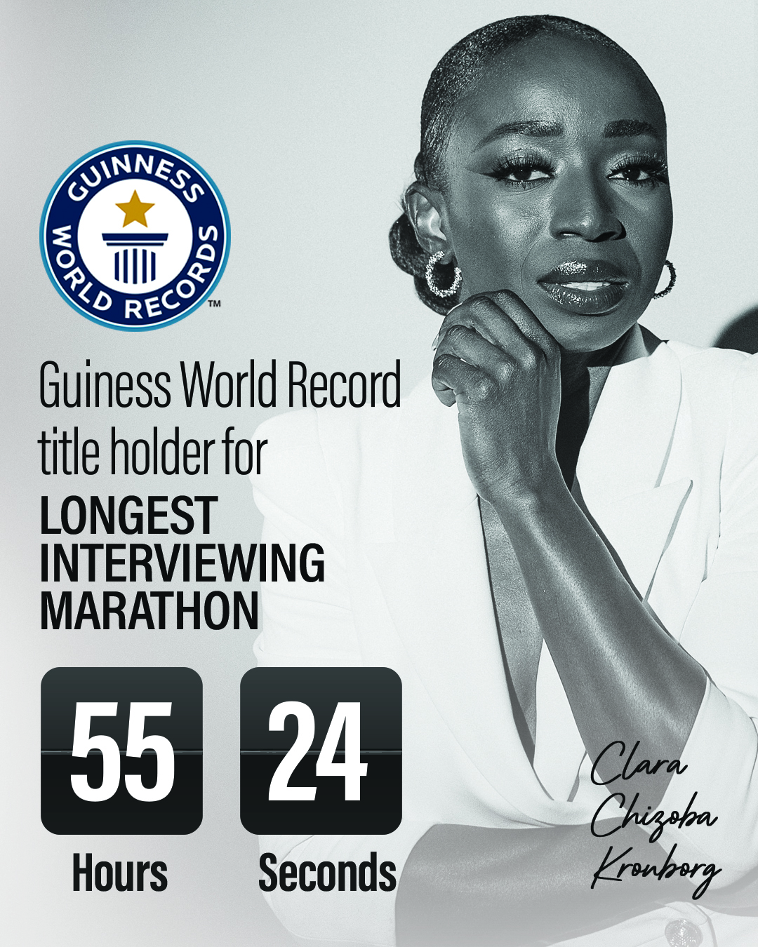 Imagem de Clara Chizoba Kronborg Sets New Guinness World Record for Longest Interviewing Marathon 